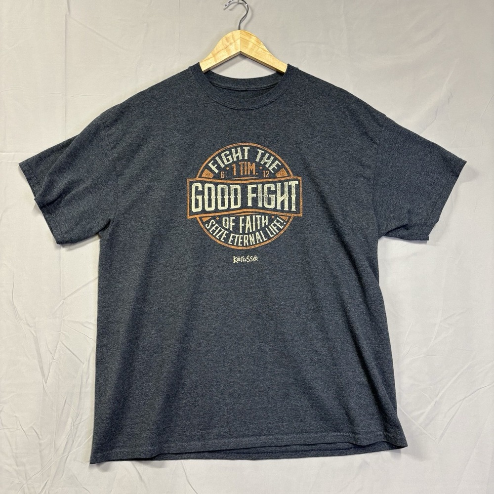 Kerusso T-Shirt Fight Good Fight Mens XL Dark Gray Graphic Tee